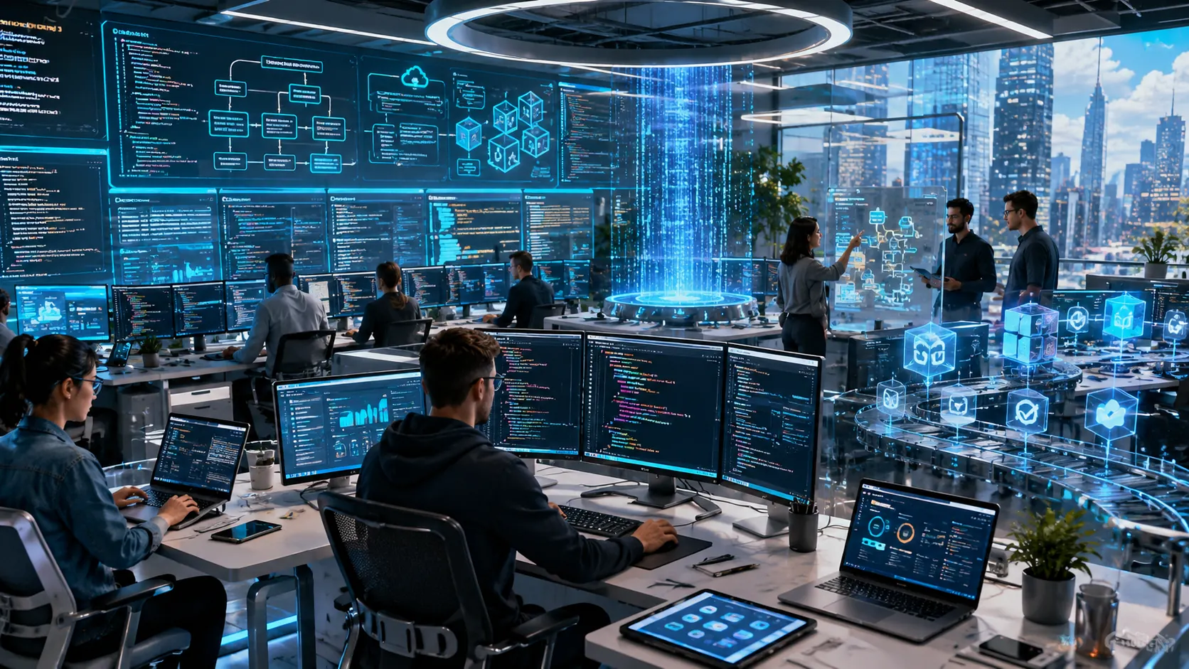 Modern web engineering team at work